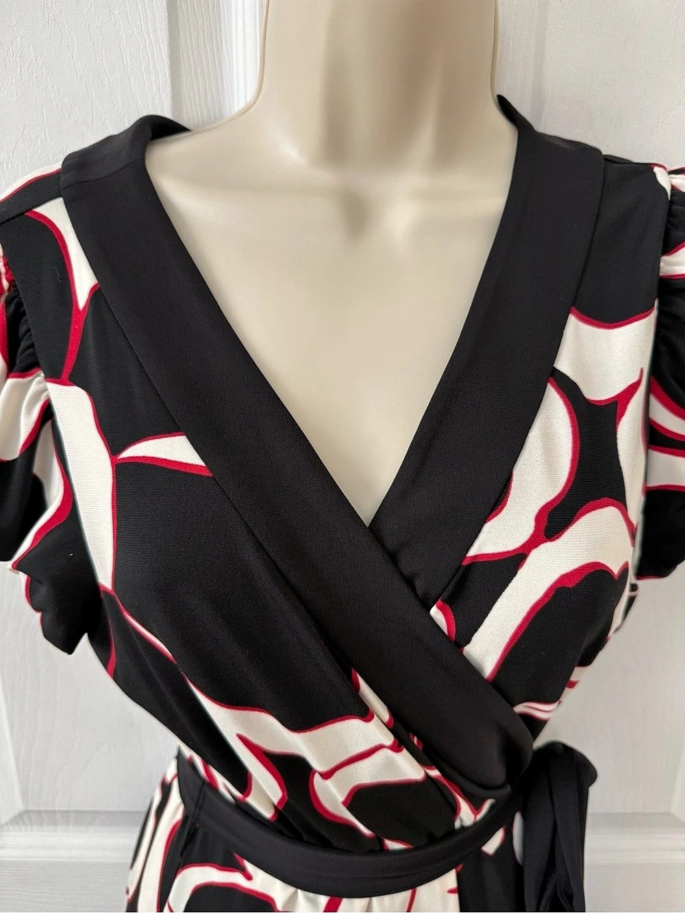 INC International Concepts Floral-Print Wrap Dress Black & White Size XL - Picture 5 of 11